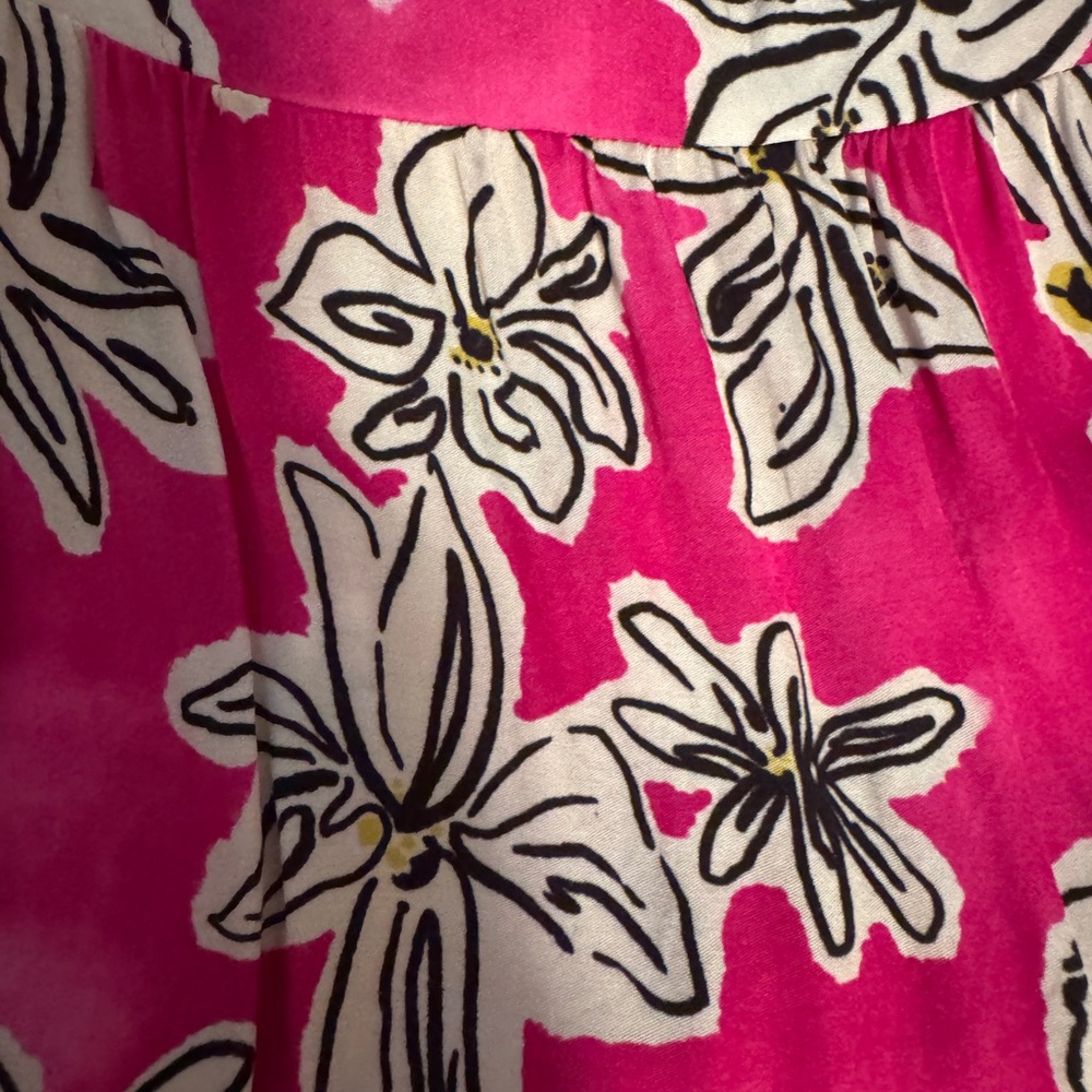FRNCH Reina Viola Sundress Size L Tiers Hot Pink Floral Italy - Picture 10 of 13